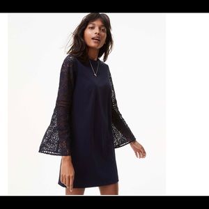 LOFT Lace Bell Sleeve Shift Dress